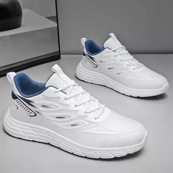 Summer new low-top breathable fly-woven sports shoes versatile trendy running shoes men s lightweight thick-soled wear-resistant casual shoes 39