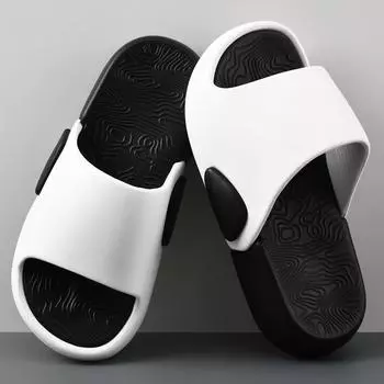 Summer new men and women couples one-word drag thick-soled outer wear fashionable two-color outdoor beach cool slippers 40-41