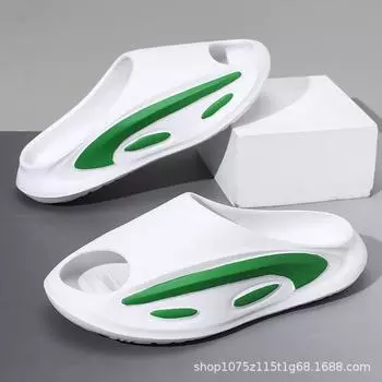 Summer new men and women couples one-word drag thick bottom non-slip fashion two-color splicing can be outdoor beach cool slippers 36-37 белый