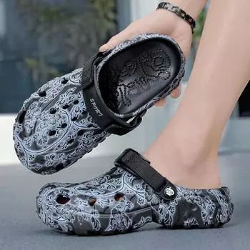 Summer new men s bag head hole shoes with thick soles wear one shoe and two wear-resistant beach slippers 40