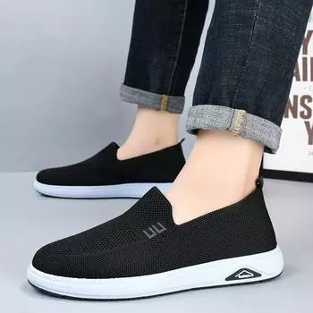 Summer New Men s Breathable Mesh Casual Shoes Comfortable Slip-on Loafers Flats Walking Sneakers Tennis for Men Zapatos Hombre 39 чёрный
