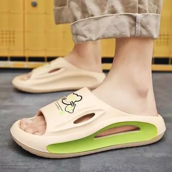 Summer new men s casual fashion thick-bottomed shit-stepping slippers large size 45 beach one-word slippers 40