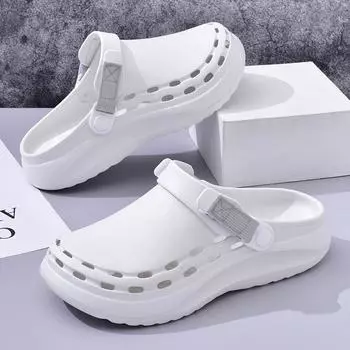 Summer new men s casual hole shoes platform non-slip eva fashion round head indoor and outdoor beach bag head sandals 40-41 белый