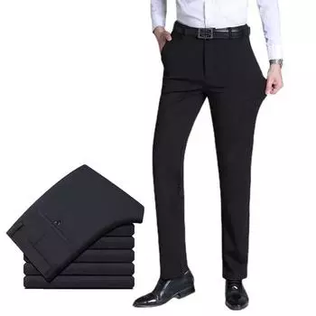 Summer New Men s Elastic High Waisted Straight Leg Pants Loose Casual Pants 29 чёрный