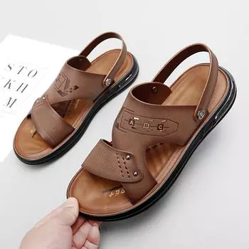 Summer New Men s Fashion Business Leisure Beach Shoes Outdoor Breathable Anti Slip Comfortable New Pinch Toe Slippers Sandals 38 коричневый
