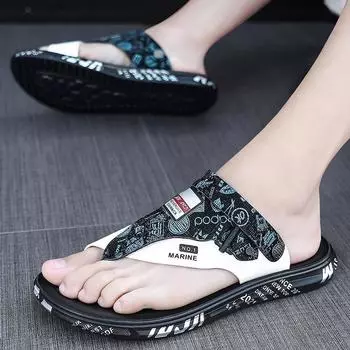 Летние новые мужские шлепанцы мужские шлепанцы тапочки для улицы домашние тапочки мягкая толстая подошва домашняя обувь пляжные тапочки шлепанцы 38 синий