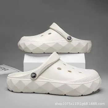 Summer new men s hole shoes platform non-slip wear-resistant fashion versatile leisure outdoor beach bag head drag 40-41 белый
