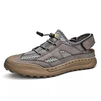 Summer New Men s Hollow Out Sandals Breathable Outdoor Hiking Travel Shoes Baotou Beach Shoes Thick Sole Camping Casual Shoes 38 чёрный