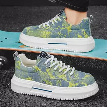 Summer new men s low-top casual platform men s shoes Korean version lace-up cloth breathable fashion youth tide shoes 39