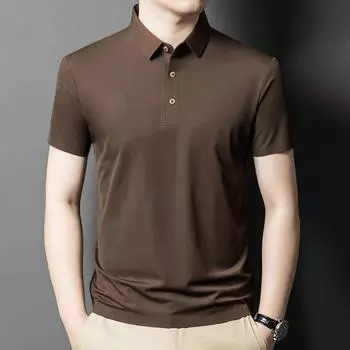 Летняя новая мужская рубашка поло с коротким рукавом, простая, модная, спортивная и повседневная, однотонная, с лацканами и коротким рукавом M