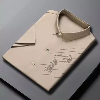 Летняя новая мужская бесшовная рубашка с короткими рукавами для отдыха с лацканами без утюга M