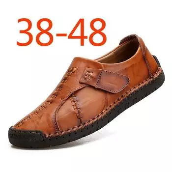 Summer new men s single shoes wear-resistant lazy casual shoes men s shoes soft sole retro handmade large size leather shoes men 38