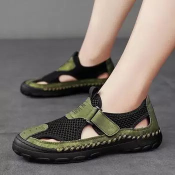 Summer new men s sports fashion outdoor bag head Velcro breathable beach youth foot sandals 38