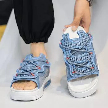 Summer new men s thick-bottomed casual fashion one-word drag Korean version of trend personalized youth large-size trendy drag 39