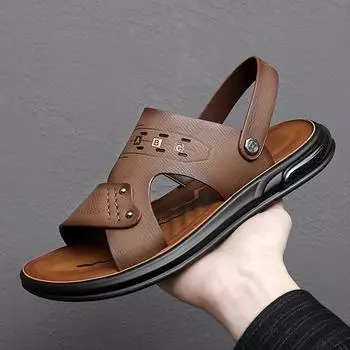 Summer New Men Sandals Fashion Leisure Beach Holiday Sandals for Mens Lightweight Shoes New Outdoor Comfortable Casual Sandals 38 коричневый