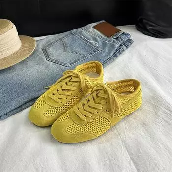 Summer new mesh breathable leather flat bottom women s sports and leisure shoes light and versatile 35