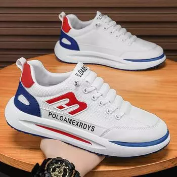 Summer new mesh breathable one-pedal fashion casual little white shoes versatile inner height increase thick-soled color matching board shoes men 39