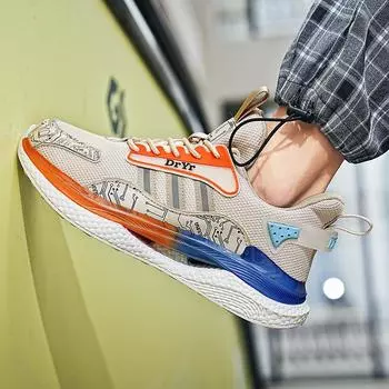 Summer new mesh casual sports shoes men s large size Korean version of fashion running shoes platform trend dad shoes 39 чёрный