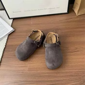 Summer new one pedal two wear sandals retro small potatoes casual thick sole height increase outside wear girls slippers 35