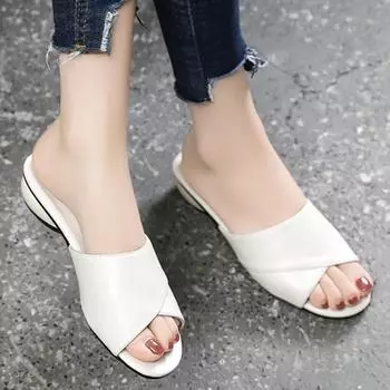 Summer new one-piece high-heeled thick-soled leopard spinning fish mouth transparent thick heel Korean version of women s shoes 34 белый