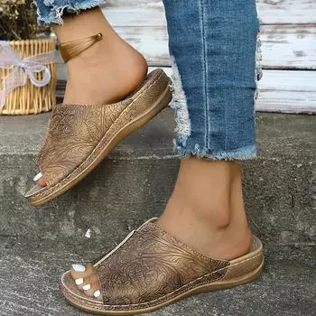 Summer New Open Toe Women s Wedge Slippers Fashion Breathable Comfortable Sandals Woman Big Size 43 Female Footwear Woman Shoes 36 красный