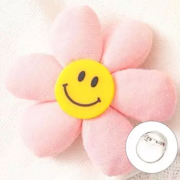 Summer New Pastoral Style Smiley Face Sunflower Brooch Cute Girls Bags Pendant Clothing Ornament Accessories Pink brooch