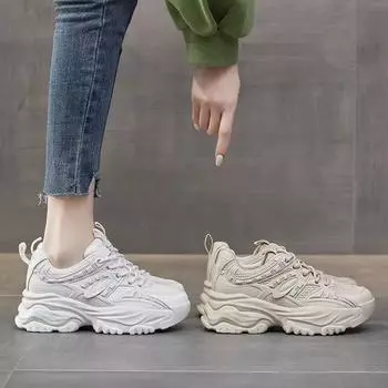 Новые летние туфли на платформе и платформе для папы, женские легкие женские повседневные кроссовки, увеличивающие рост 35