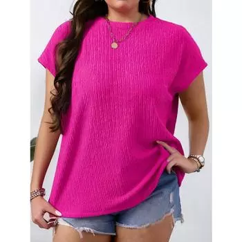 Summer New Plus-size Fashionable Women s Round-neck Solid Color Small Flying Sleeve Short-sleeved T-shirt XL