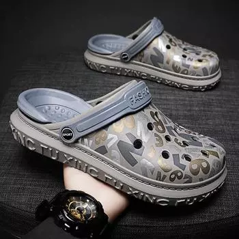 Summer new printed sandals couple casual beach shoes men s bag head hole shoes women s non-slip sandals men s 36 красный