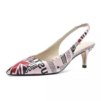 Новые летние туфли на пятке с принтом, туфли на низком каблуке для девочек, женские сандалии, летняя женская обувь больших размеров, бесплатная доставка 45