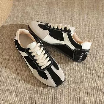 Summer new retro classic casual versatile color matching leather sports jogging shoes 35