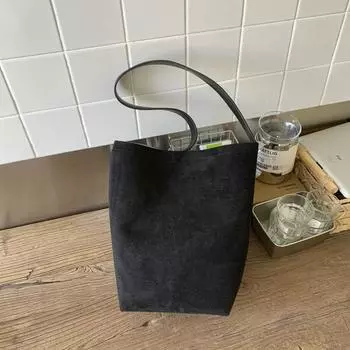 Summer new retro solid color large-capacity bucket bag women s simple fashion versatile underarm shoulder bag чёрный