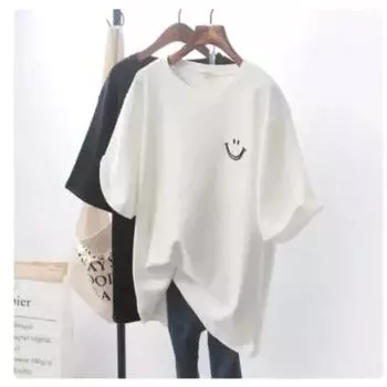 Летняя новая свободная повседневная футболка с круглым вырезом, женская, с короткими рукавами, забавным принтом смайликов, верхняя часть, рубашка S-3XL S