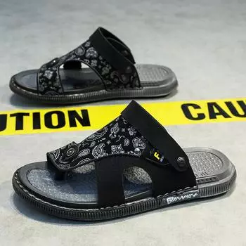 Summer new sandals men s dual-purpose flip-flops wear platform beach shoes non-slip and wear-resistant daily summer shoes 38 чёрный