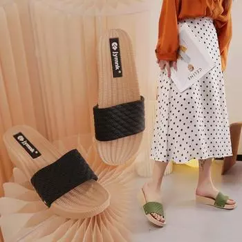 Summer New Sandals Round Head Anti-slip Wear-resistant Thick Bottom All Soft Soled Women s Slippers 36 чёрный