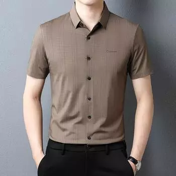 Летняя новая бесшовная простая рубашка с коротким рукавом, футболка для молодежи среднего возраста M