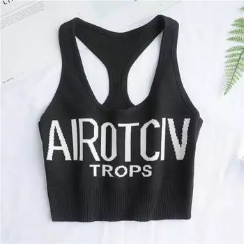 Summer New Sexy Spice Girl Alphabet Slim Chest Open Back Versatile Cropped Knit Vest Suspenders Women s Wear One size