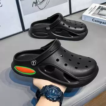 Summer new shoes men s light and breathable bag head sandals men s hole shoes home outdoor beach sandals men 39 чёрный