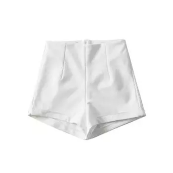 Summer New Silm High Waist Simple Straight Hot Pants Sheath Pure Color All-Matching Casual Fashion Sexy Trendy Match Shorts White S