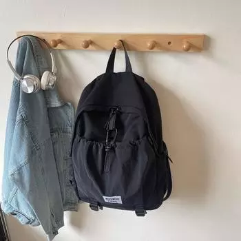 Summer new simple backpack female college student schoolbag large capacity commuter backpack versatile чёрный