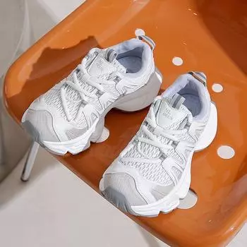 Summer new soft leather thick-soled heightening couple dad shoes women s versatile sports little white shoes large size 35-44 35