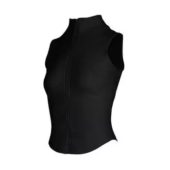 Summer New Sports Vest Workout Clothes Zip-up Quick-Drying Breathable Sweat-Absorbent Sleeveless Running Top Yoga Vest Women Black M