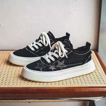 Summer new star canvas shoes men and women niche original design couple shoes Guochao high street lazy little white shoes 39-Male code