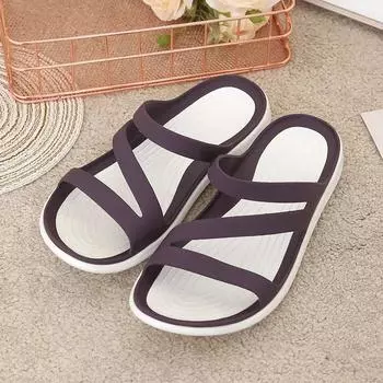 Summer new style flat sandals slippers seaside waterproof beach shoes casual and comfortable flatheeled women s slippers sandal 36 чёрный