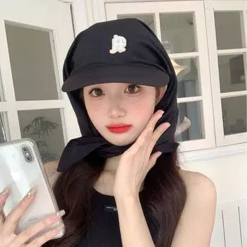 Summer new summer quick-drying headscarf cap women s outdoor sunscreen neck protection summer sunshade camping casual hat M56-58cm чёрный