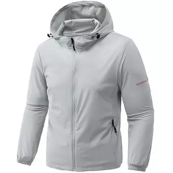 Summer New Sunscreen Clothes Men s Skin Clothes Breathable Hooded Jacket M серый