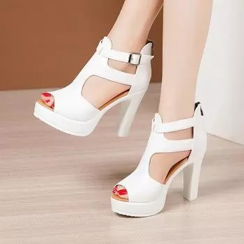 Summer New Super High Heels Waterproof Platform Women s Shoes Sexy Black Fish Rome Women Sandals Wedding Party Shoes 33