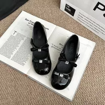 Summer new temperament patent leather round head single shoes women s Mary Jane shoes tide 34