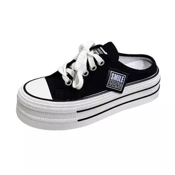 Summer new thick-soled heightening slippers female lazy one-pedal trend half-drag fashion casual espadrilles 35