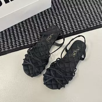 Summer new twist woven open-toed sandals flat-bottomed versatile comfortable strap sandals 35